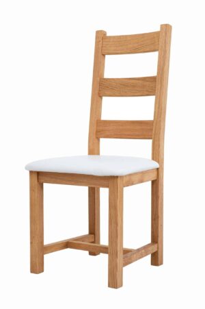 Eichenstuhl Ladder Back geölt Weiß Kunstleder
