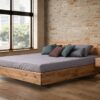 Bett aus massiver Eiche Pavla inklusive Rost und Stauraum