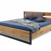 Massives Bett 180×200 Venecia schwarz in Kombination aus Eiche und Metall