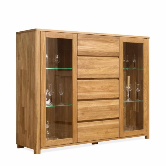 Massive Eiche Vitrine Lausanne 4: Bringen Sie einen Hauch von Eleganz und Qualität in Ihr Zuhause.