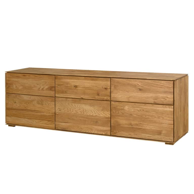 Das einzigartige Design der Kombo Kommode aus massivem Fernsehmaterial zeichnet sich durch eine schöne, natürliche Maserung aus, zu der auch die Äste des Holzes gehören, die jedem Stück einen einzigartigen Look verleihen.