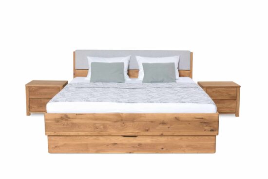 Massives Eichenbett Monte 180 × 200 cm mit Stauraum