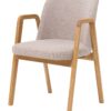 Der Eichenstuhl Chill mit Armlehnen und beigener Polsterung ist ideal für Büroräume, Esszimmer, Cafés und Restaurants, wo Sie seine Praktikabilität und seinen Stil schätzen werden. Die ergonomische Form und die weiche Polsterung sorgen für maximalen Komfort auch bei längerem Sitzen.