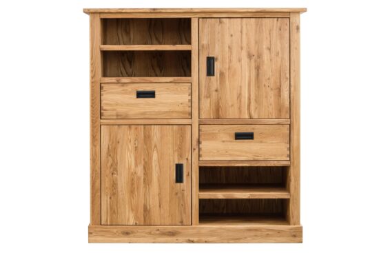 Das Leo Sideboard aus Eichenholz ist das perfekte Möbelstück, um Ihrem Zuhause einen einzigartigen Stil und Eleganz zu verleihen.