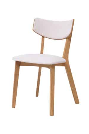 Der elegante Esszimmerstuhl Rico in Weiß kombiniert massives Eichenholz mit einer angenehm gepolsterten Sitzfläche und Rückenlehne. Zeitloses Design, Komfort und die helle Ausführung fügen sich harmonisch in moderne, skandinavische oder minimalistische Esszimmer ein.