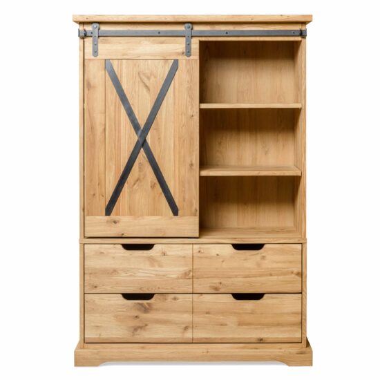 Der massive Wohnzimmerschrank Railway 1 ist der Inbegriff der perfekten Kombination aus Qualität, Funktionalität und Design, die nie aus der Mode kommt.