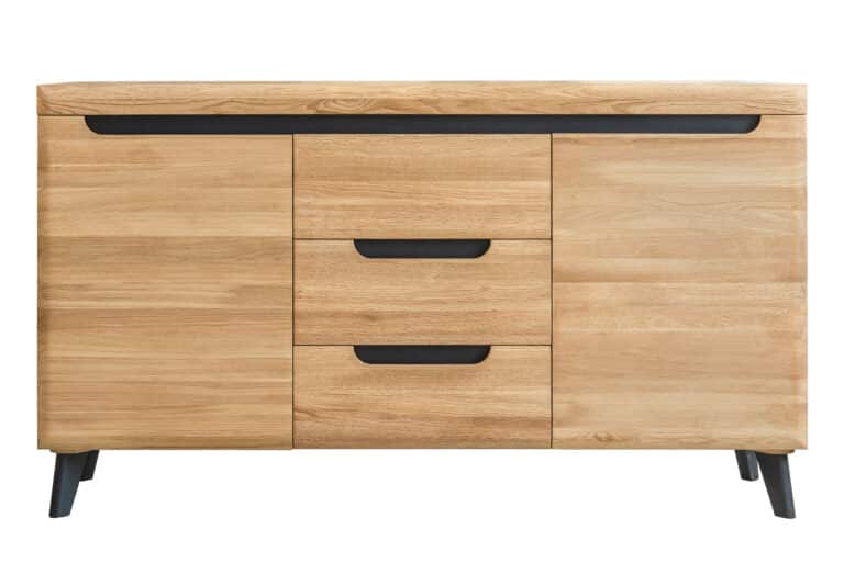Die massive Holzkombination auf Füßen ist ein Meisterwerk handwerklicher Kunst, das geschickt einen Hauch von Moderne und traditionellen Werten vereint.