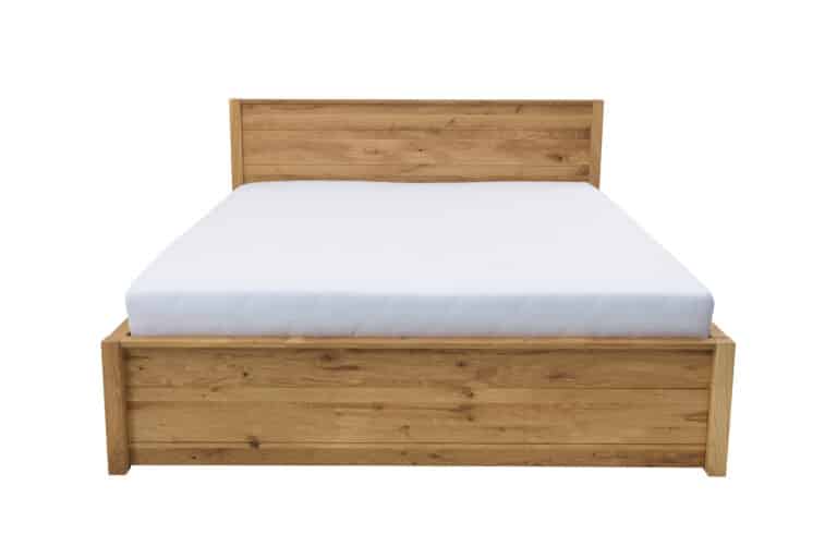 Doppelbett Sandra 160×200, gefertigt aus massiver Eiche mit praktischem Stauraum. Die ideale Wahl für Familien, die ein hochwertiges und funktionales Eichenbett suchen. Kaufen Sie noch heute und verbessern Sie Ihren Schlafkomfort!