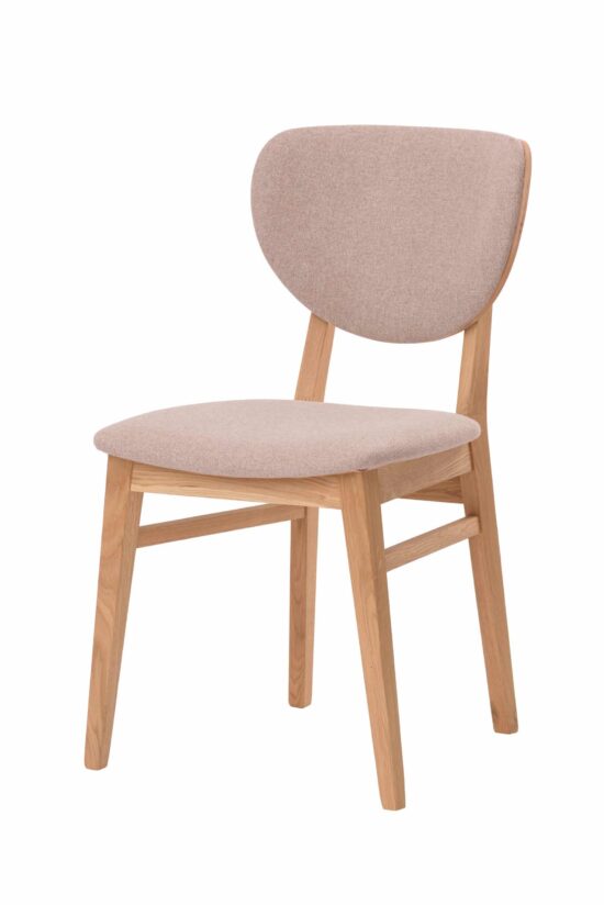 Holzstuhl Barcelona mit beigem Stoff - ein Schmuckstück, das mit seiner schlichten Eleganz und seinem zeitlosen skandinavischen Design jede Einrichtung verzaubert.
