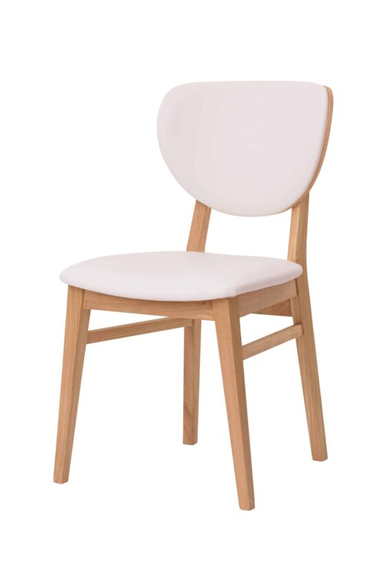 Holzstuhl Barcelona mit weißem Kunstleder – ein Möbelstück, das nicht nur zu gemeinsamen Momenten beim Essen einlädt, sondern auch zu einem unverzichtbaren Bestandteil Ihres Zuhauses wird.