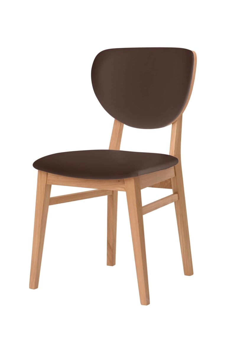 Holzstuhl Barcelona braunes Kunstleder