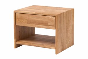 Dieser Nachttisch aus Eiche ist die ideale Wahl für alle, die eine Kombination aus zeitlosem Design, praktischem Stauraum und der Langlebigkeit von Massivholz suchen. Dank der hochwertig geölten Oberfläche behält es außerdem sein natürliches Aussehen und ist langfristig leicht zu pflegen.