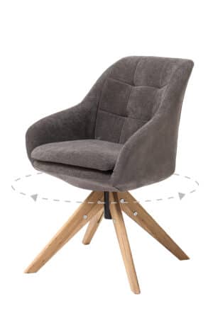Der Drehsessel Hugo in grau vereint maximalen Komfort mit modernem Design. Weiche Polsterung, angenehmer Stoff und massive Eichenbeine machen ihn zu einer stilvollen und praktischen Ergänzung für jedes Interieur.