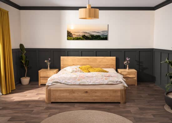 Eichenbett mit Stauraum Lausanne Wild